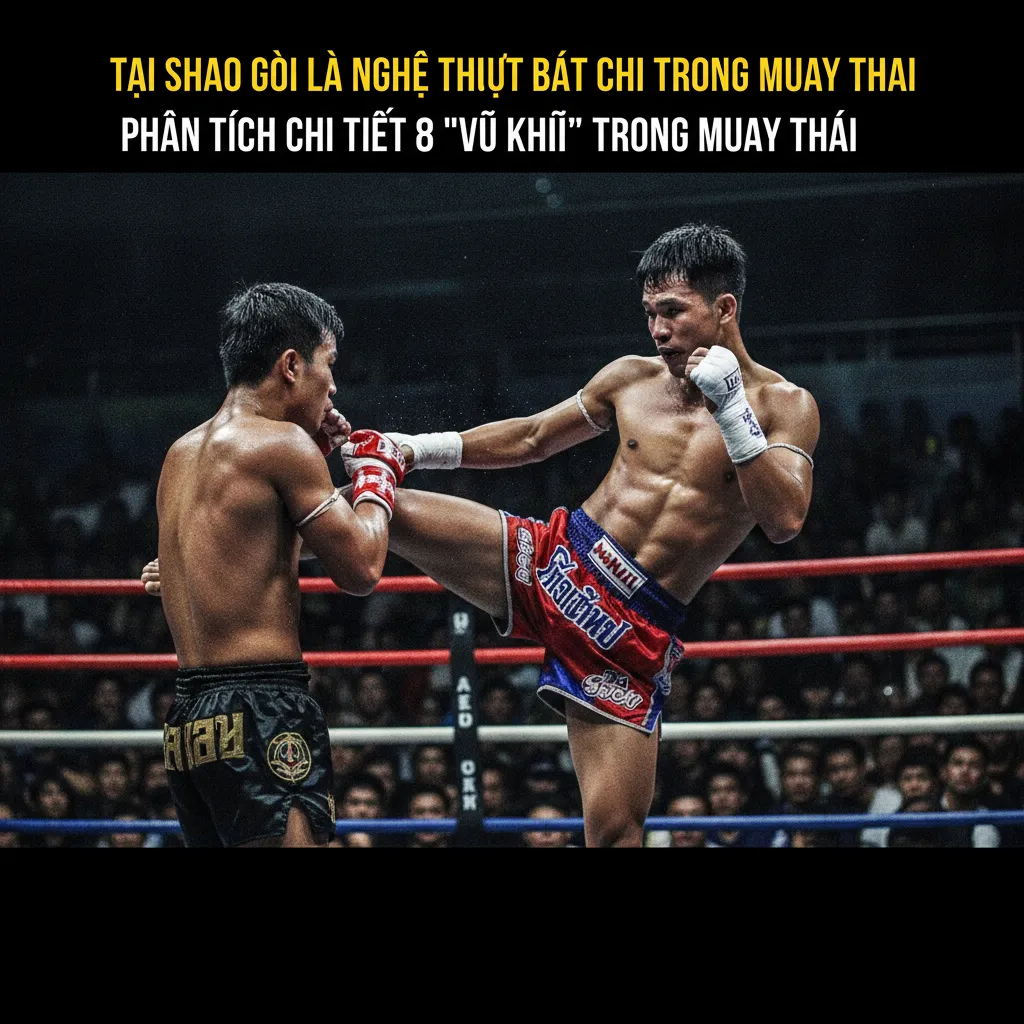 Hai võ sĩ Muay Thái trong tư thế clinch, chuẩn bị tung đòn gối.